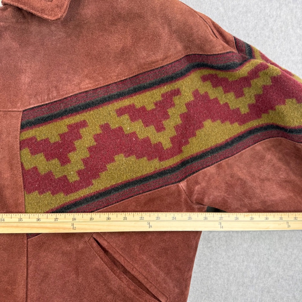 Vintage Mesa Ridge Jacket Mens XL Brown Suede Leather Western Sherpa Lined 90s - Picture 11 of 12